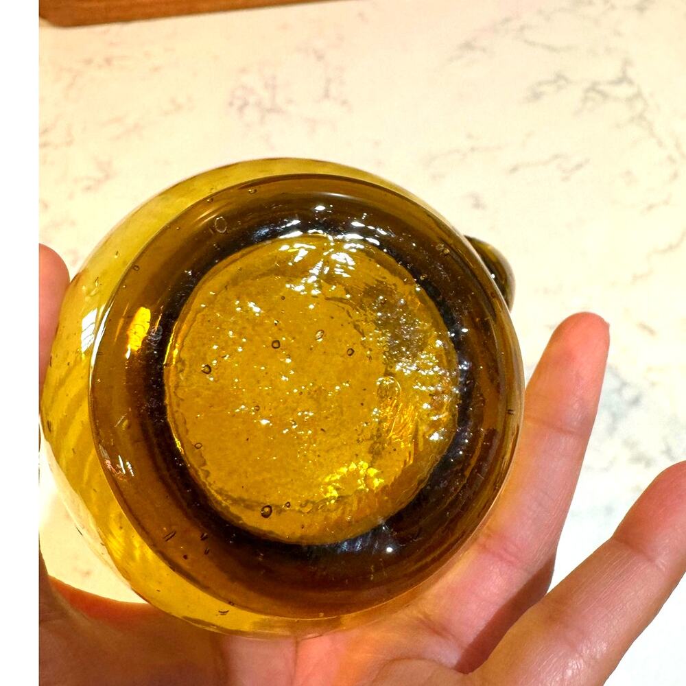 Vintage Hand Blown Amber Swirl small Glass Pitcher boho MCM eclectic artsy - Picture 6 of 11